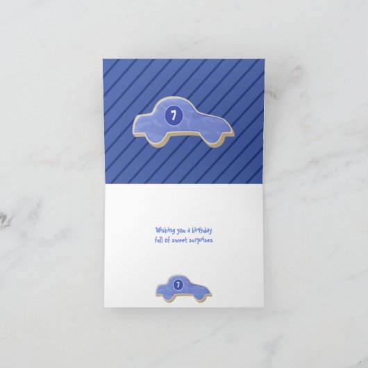 ブルー切り出しクッキーボーイズハッピーバースデー カード (内部)