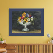 ブルー初期のフォークアートフローラキャンバスアートプリント キャンバスプリント (インサイチュ (リビング))