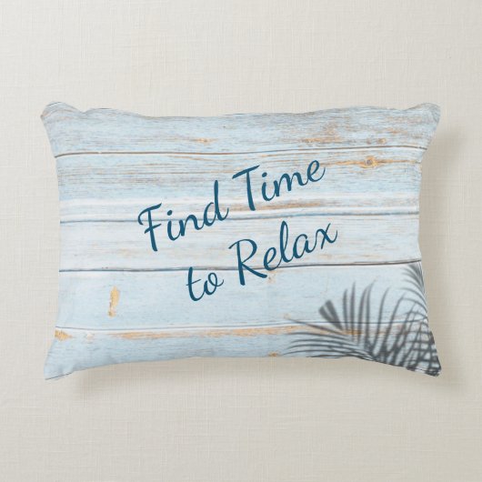 ブルー動揺してウッドリラックス引用文装飾用クッション アクセントクッション (正面)
