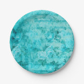 ブルー動揺してバラコラージュ ペーパープレート (正面)