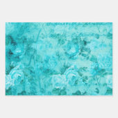 ブルー動揺してバラコラージュ ラッピングペーパーシート (正面2)