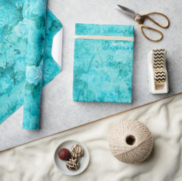 ブルー動揺してバラコラージュ ラッピングペーパー