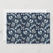 ブルー北欧キツネフォトコラージメリークリスマス シーズンカード (裏面)