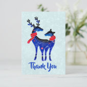 ブルー北欧クリスマストナカイ サンキューカード (スタンド正面)