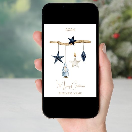 ブルー北欧スター格言ビジネスクリスマス シーズンカード