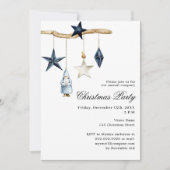 ブルー北欧デコシンプルア会社クリスマスパーティー 招待状 (正面)