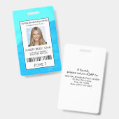 ブルー医療従事者写真付きセキュリティID バッジ (正面&裏面)