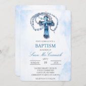 ブルー十字洗礼招待状 招待状 (正面/裏面)
