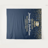 ブルー卒業パーティーのフォトブース背景 タペストリー (正面(横))