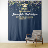 ブルー卒業パーティーのフォトブース背景 タペストリー (インサイチュ)