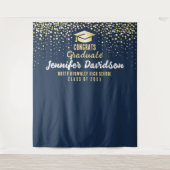 ブルー卒業パーティーのフォトブース背景 タペストリー (正面)