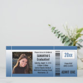 ブルー卒業パーティーチケット招待状と写真 招待状 (スタンド正面)