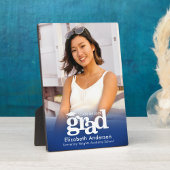 ブルー卒業写真はっきりしたタイポグラフィミニマル フォトプラーク