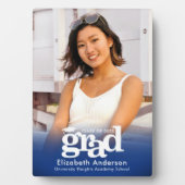 ブルー卒業写真はっきりしたタイポグラフィミニマル フォトプラーク (正面)