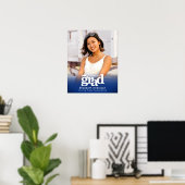 ブルー卒業写真はっきりしたタイポグラフィミニマル ポスター (ホームオフィス)