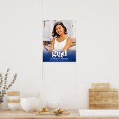 ブルー卒業写真はっきりしたタイポグラフィミニマル ポスター (キッチン)