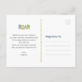 ブルー卒業恐竜の少年かわいいありがとう ポストカード (裏面)