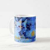 ブルー印象派キッテンアートキャットレディーモノグラム コーヒーマグカップ (正面左)