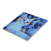 ブルー印象派スタイルキッテンアート猫好き タイル (側面)