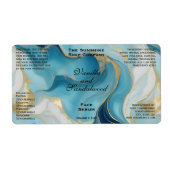 ブルー及びゴールドフォイル化粧品用ドロッパーボトルラベル ラベル (正面)