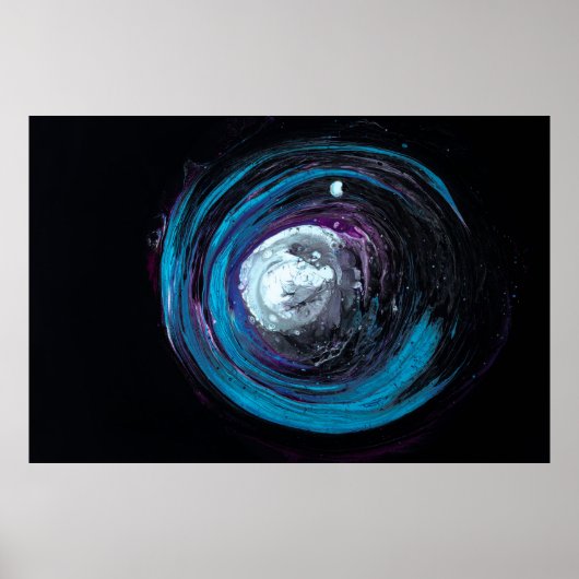 ブルー及びブラック抽象芸術イラストレーション ポスター (正面)