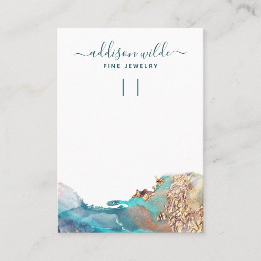 ブルー及び金ゴールドインクキーチェーン表示カード 名刺 (正面)