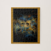 ブルー及び金ゴールドフラクタル地鋸パズル ジグソーパズル (縦)