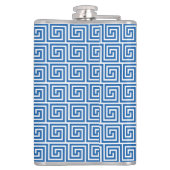 ブルー古代ギリシャ鍵蛇行パターン フラスク (裏面)