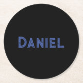 ブルー名前をカスタムするオンブラック ラウンドペーパーコースター (正面)