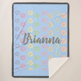ブルー名前をカスタムするドナッツシェルパブランケット シェルパブランケット