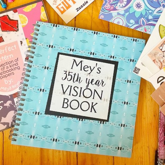 ブルー名前をカスタムする誕生日ビジョンブック ノートブック