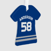 ブルー名前をカスタムする、ナンバー、フォトスポーツジャージー オーナメント (正面)