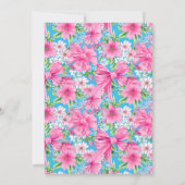 ブルー名門私立校風のとピンクのブライダルシャワーへの招待 招待状 (裏面)