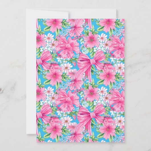 ブルー名門私立校風のとピンクのブライダルシャワーへの招待 招待状 (裏面)