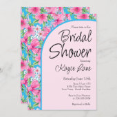 ブルー名門私立校風のとピンクのブライダルシャワーへの招待 招待状 (正面/裏面)