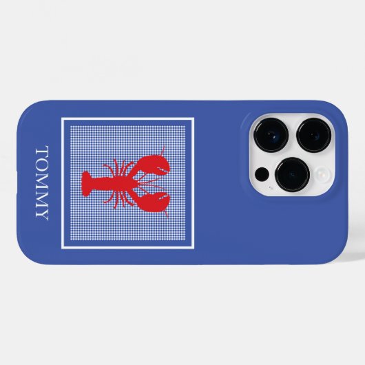 ブルー名門私立校風のギンガムレッドロブスター名海岸 Case-Mate iPhoneケース (裏面 (横))