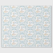 ブルー名門私立校風のグース間抜けボーイバースデーパーティー ラッピングペーパー (フラット)