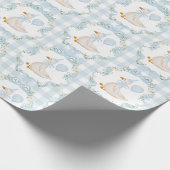 ブルー名門私立校風のグース間抜けボーイバースデーパーティー ラッピングペーパー (角)