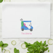 ブルー名門私立校風のゴパーソナライズされたフカート キッチンタオル (折り畳み)