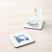 ブルー名門私立校風のゴパーソナライズされたフカート コースター (右側)