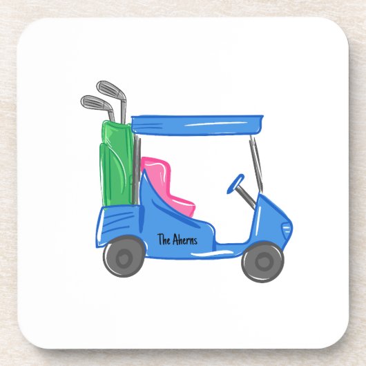 ブルー名門私立校風のゴパーソナライズされたフカート コースター (正面)