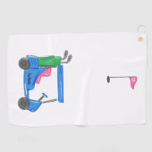 ブルー名門私立校風のゴパーソナライズされたルフカートゴルフタオル ゴルフタオル (横)