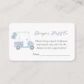 ブルー名門私立校風のゴルフカートおむつラッフルベビーシャワー エンクロージャーカード (正面)