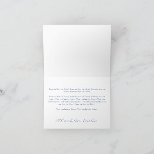 ブルー名門私立校風のゴルフカート男の赤ちゃんシャワー サンキューカード (内部)