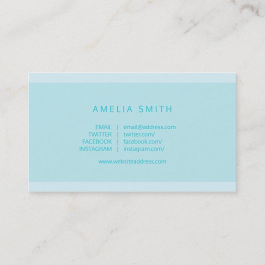 ブルー名門私立校風のストライプロの脚本家ソーシャルメディア 名刺 (裏面)