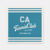 ブルー名門私立校風のテニスクラカスタムブパーティー スタンダードカクテルナプキン (正面)