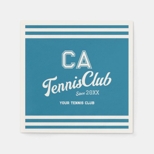 ブルー名門私立校風のテニスクラカスタムブパーティー スタンダードカクテルナプキン (正面)
