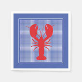 ブルー名門私立校風のホワイトギンガムレッドロブスターベークピクニック スタンダードカクテルナプキン (正面)