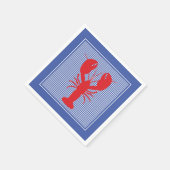 ブルー名門私立校風のホワイトギンガムレッドロブスターベークピクニック スタンダードカクテルナプキン (角)