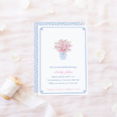 ブルー名門私立校風の&ピンクジンジャージャーブライダルシャワーパーティー 招待状